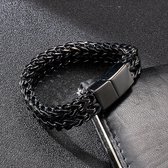 Donley - Armband voor mannen - Woven bracelet - Braided bracelet - cubaanse armband - heren sierraad - schakelarmband - schakelarmband heren - 19 cm - zilveren armband - ketting armband - chain - zwarte armband - black wristband - armband zwart