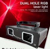 party laser RGB - dual lens - 2 ogen - rood groen blauw - dubbele kleurenlaser - bewegen op muziek - discolamp