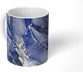 Mok - Koffiemok - Marmer - Goud - Abstract - Blauw - Mokken - 350 ML - Beker - Koffiemokken - Theemok