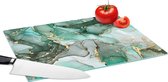 Glazen Snijplank - 39x28 - Goud - Marmer - Groen - Luxe - Marmerlook - Grijs - Snijplanken Glas