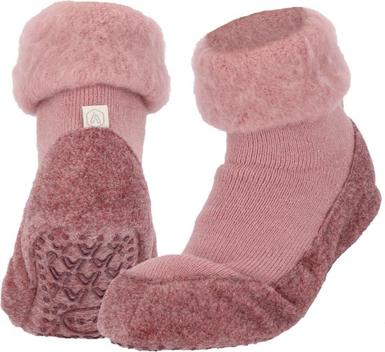 Chaussettes chaussons en laine Heat Essentials - Violet - 41/42 - Pantoufles femmes Femme - Pantoufles Femme - Unisexe - Chaussettes antidérapantes - Chaussettes d'intérieur