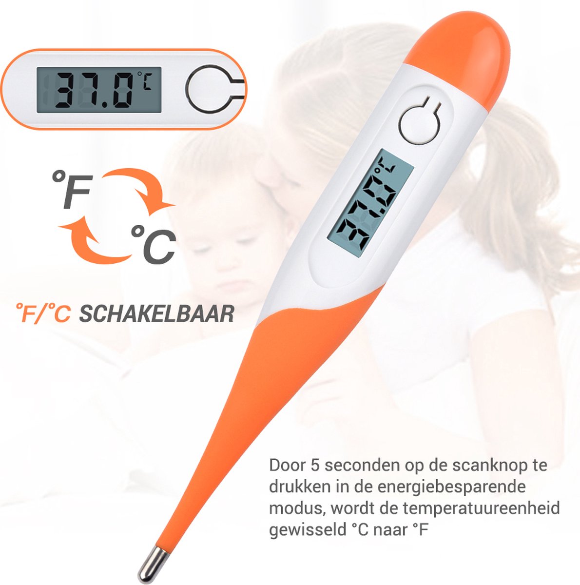Premium Commerce® - Thermometer Baby - Lichaam - Koorts - Koortsthermometer voor volwassenen - Oranje - Incl. opbergcase! — cadeau in Cadeau-ideeën - foto 5