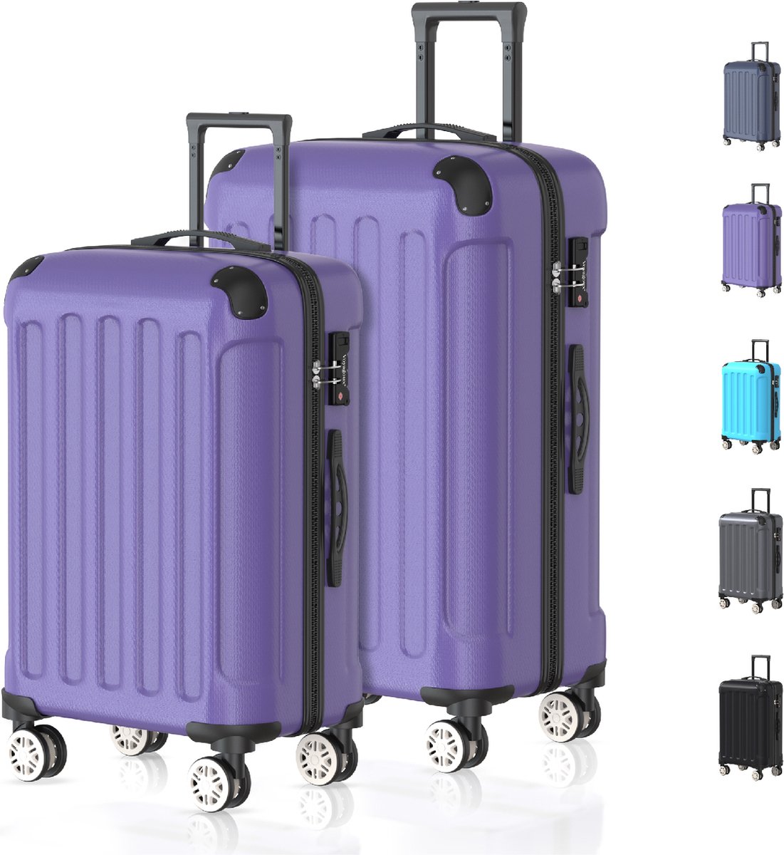 Voyagoux® Kofferset 2 delig - ABS kofferset - M / L - Koffer - Paars