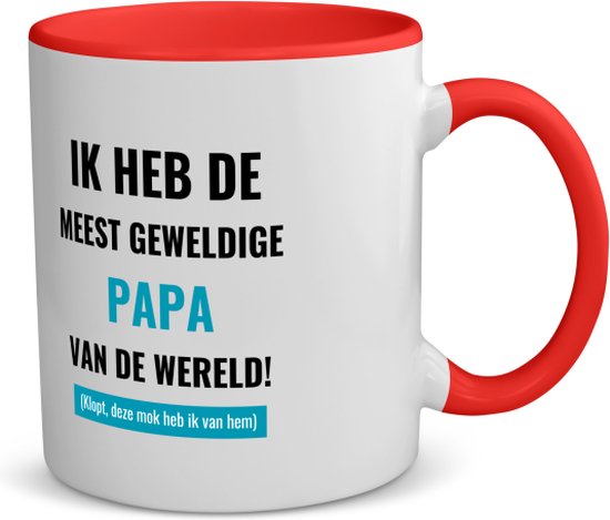 Akyol - ik heb de meest geweldige papa van wereld koffiemok - theemok Rood - Papa - de meest geweldigste vader - vader cadeautjes - vaderdag - verjaardagscadeau - verjaardag - cadeau - geschenk - kado - gift - 350 ML inhoud