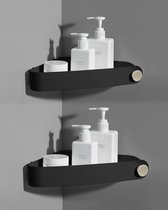 2 stuks plastic doucheplanken zonder boren, doucheplank, douchemand, wordt geleverd met een kleine ronde haak, douchemandjes aan de muur gemonteerd, voor keuken en badkamer, zwart