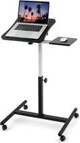 Tatkraft VANESSA Table pour ordinateur portable, réglable en hauteur, avec étagère pour souris, bureau debout à roulettes, bureau debout réglable en hauteur, bois MDF, acier, noir