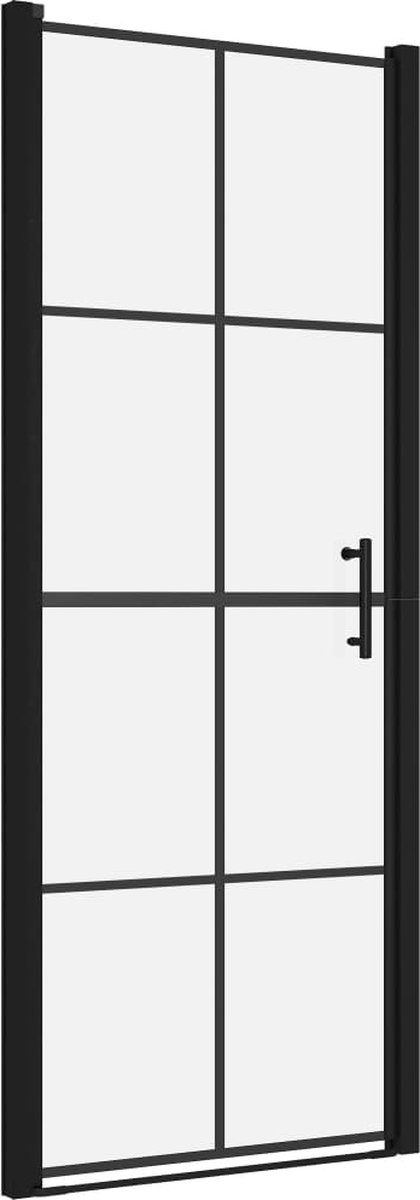 The Living Store Douchedeur - Industriële esthetiek - 88-91x195 cm - 5 mm glas - Zwart frame