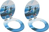 The Living Store Toiletbril - Pinguïn Ontwerp - MDF - Chroom-zinklegering - 42.5 x 35.8 cm - Verstelbare scharnieren - Set van 2