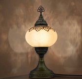 VALVELLO Mozaiek Lamp, Handgemaakte, Nachtlampje, Turkse, Arabisch, Oosterse, Tiffany, Marokkaanse Decoratieve Tafellampen Voor Slaapkamer, Bureau, Woonkamer En Perfecte Cadeau Voor Speciale Dagen - Krk White