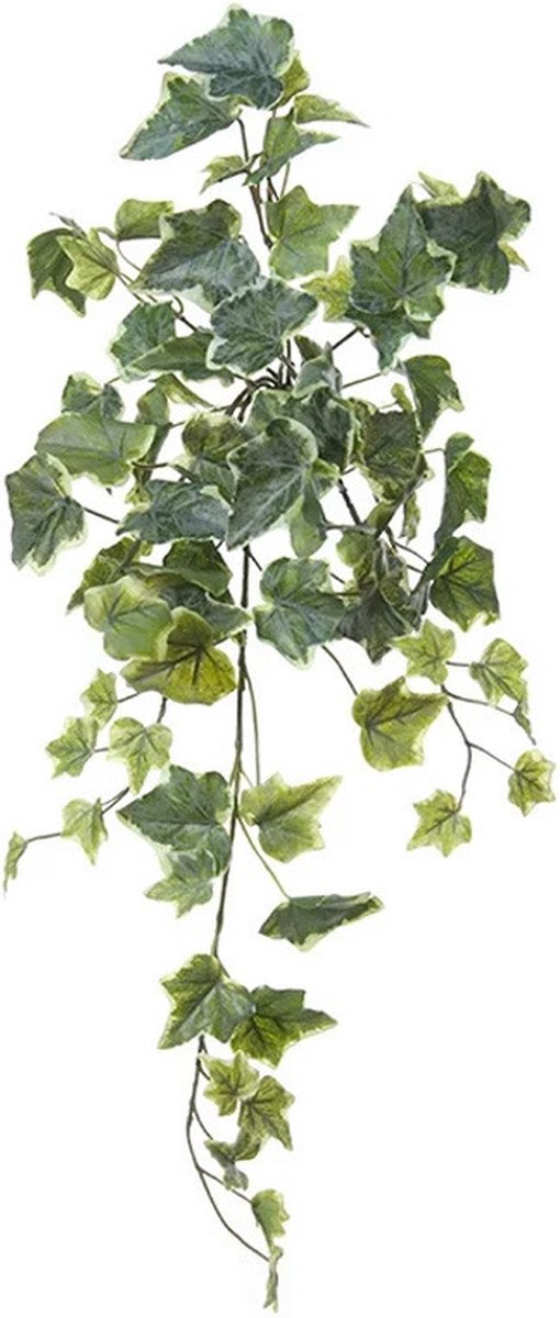 Louis Maes Kunstplant met blaadjes hangplant Klimop/hedera - groen/wit - 58 cm - Klimplanten