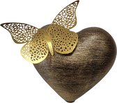 LBM urn hart met vlinder - antiek goud - 3,3 L - duurzaam kunststof