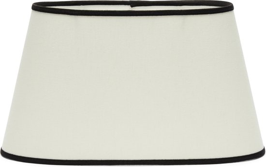 Riviera Maison Abat-jour ovale incliné bord noir - Abat-jour ovale en lin RM - Wit - Lin (LxlxH) 38x15x21 cm