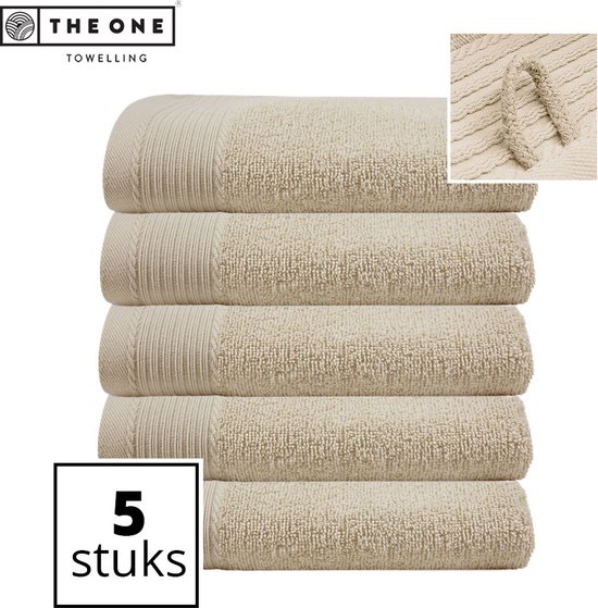 The One Towelling Classic Handdoeken - 50 x 100 cm - 5 Stuks - Voordeelverpakking - Hoge vochtopname - 100% Gekamd katoen - Beige