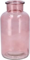 DK Design Bloemenvaas/siervaas melkbus fles model - helder gekleurd glas - oudroze - D10 x H20 cm