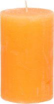 Bougie pilier/bougie cylindrique - orange - 5 x 8 cm - petit modèle rustique