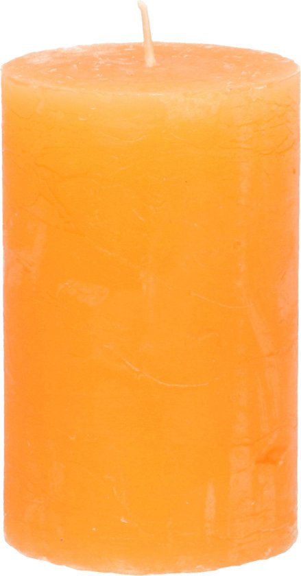 Stompkaars/cilinderkaars - oranje - 5 x 8 cm - klein rustiek model