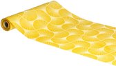 Chaks Tafelloper op rol - ginkgo print - geel - 28 x 300 cm - polyester