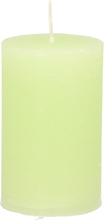Stompkaars/cilinderkaars - lime groen - 5 x 8 cm - klein rustiek model