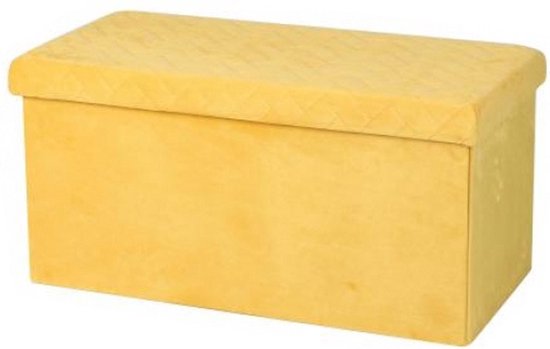 Canapé Urban Living Hocker - pouf XXL - boîte de rangement - jaune - polyester/MDF - 76 x 38 x 38 cm - pliable