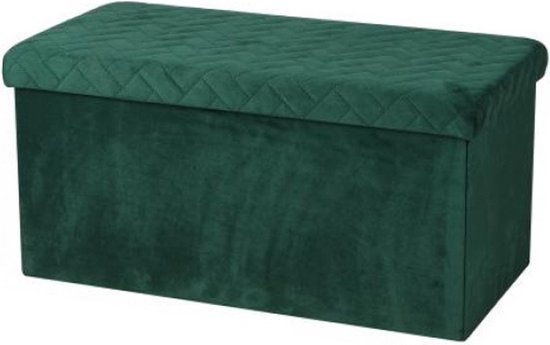 Canapé Urban Living Hocker - pouf XXL - boîte de rangement - vert émeraude - polyester/MDF - 76 x 38 x 38 cm - pliable