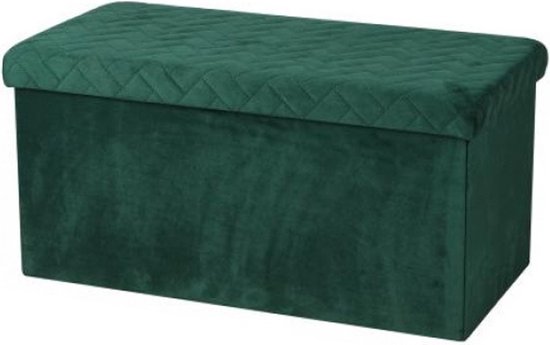 Urban Living Hocker bank - poef XXL - opbergbox - smaragd groen - polyester/mdf - 76 x 38 x 38 cm - opvouwbaar