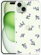 Cazy Hoesje geschikt voor iPhone 15 Plus Paarse Bloemen