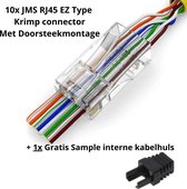 Connecteur à sertir de type JMS RJ45 EZ avec support enfichable pour câble réseau UTP CAT5, CAT5e et CAT6. - 10 morceaux