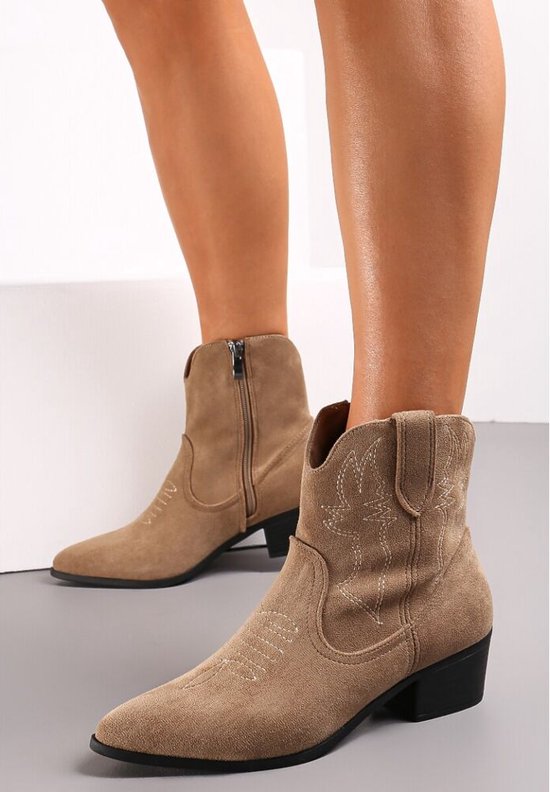 Mode-Mania Dames Westernlaars Taupe TAUPE 36