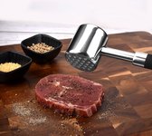 Vleeshamer van roestvrij staal, dubbelzijdige schnitzelklopper, vleeshamer met antislip handvat voor koteletten, steaks
