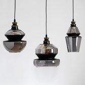 Chique Hanglamp Sofie met smoke glas - Art Deco - zwart - woonkamer - eetkamer -