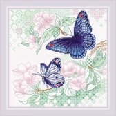 borduurpakket blauwe vlinders - the lightness of spring - riolis
