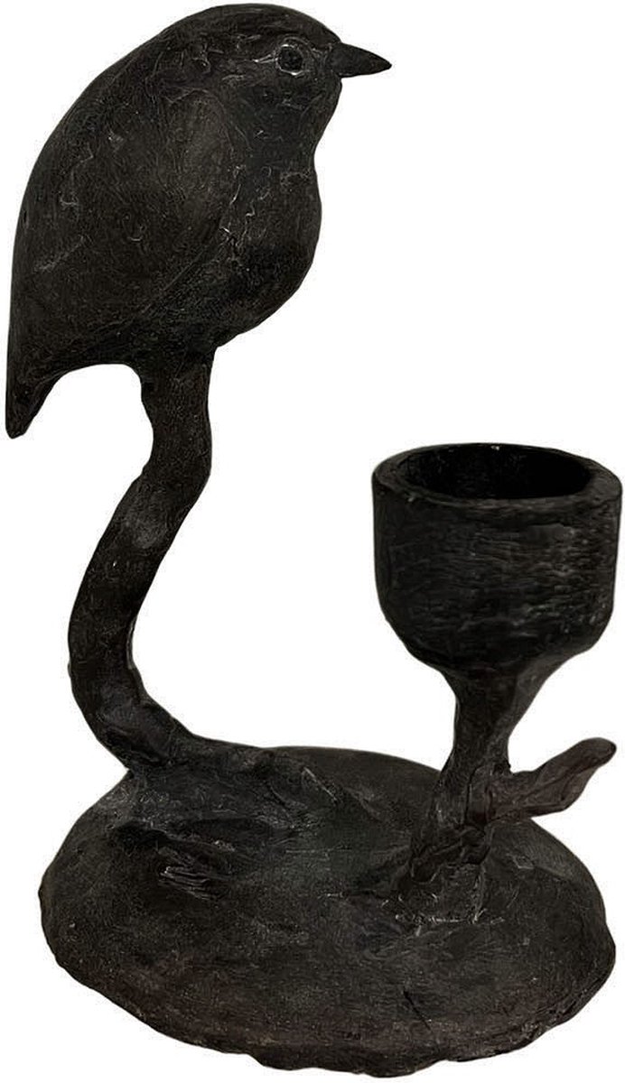 Home Society Kandelaar - Candle Art - Birdt - Black 7x8x13cm zwart