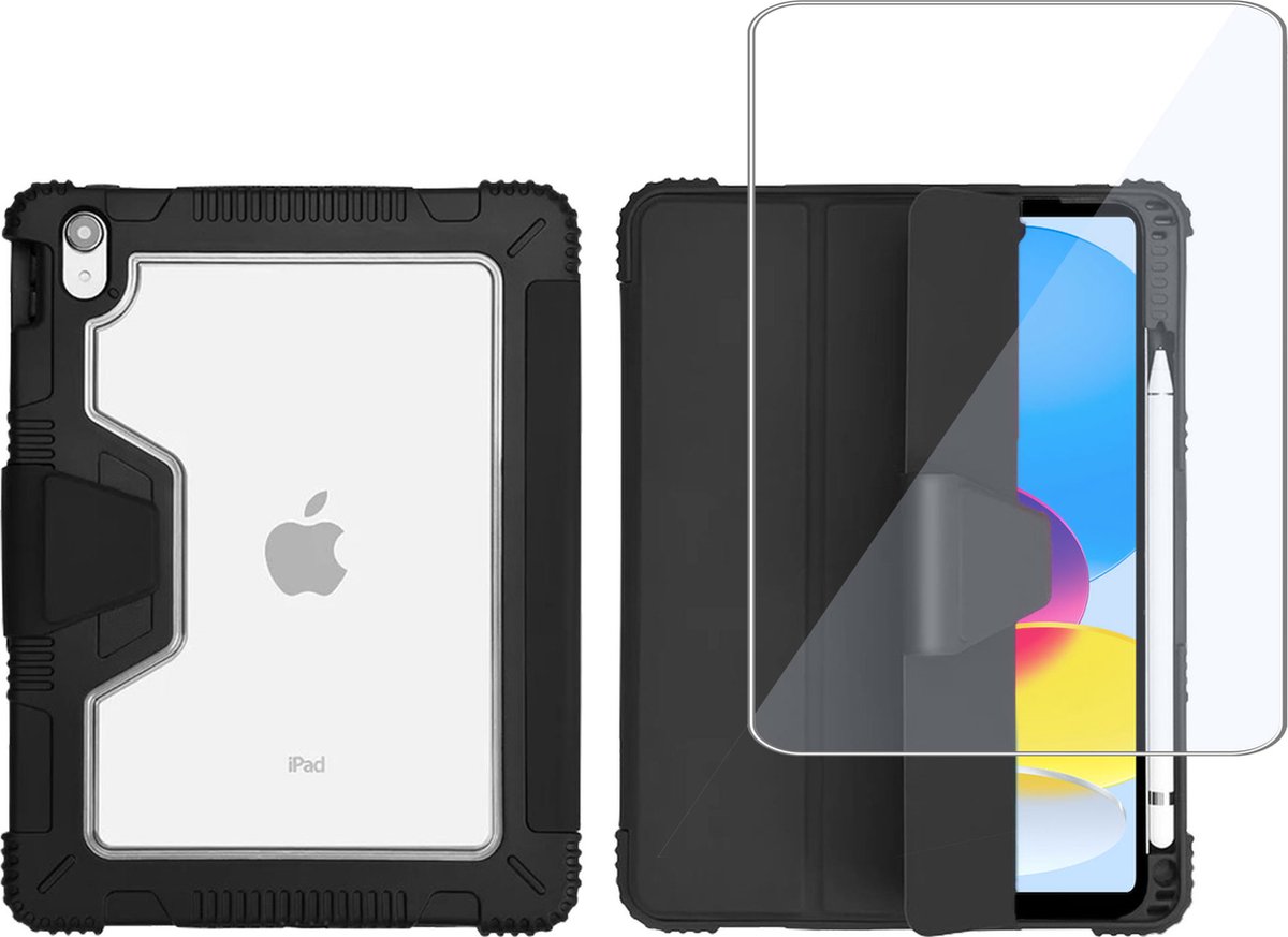 Geschikt voor iPad 10.9 2022 Tablet hoes + Screenprotector – Gehard Glas Cover + Book Case