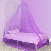 Bedhemel met fluorescerende sterren, licht op in het donker, klamboe voor baby, kinderen, jongens, meisjes, dochter. Galaxy bedhemel voor babybed, kinderbed, paars