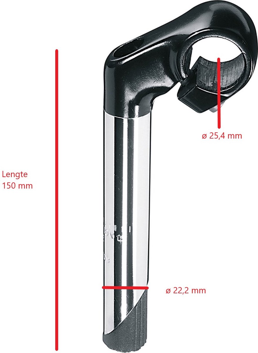 Potence Vélo Ergotec Cat - Réglable 35°, Noir/Argent, 1 Pouce