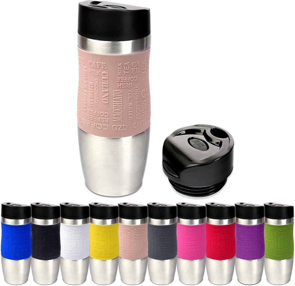 Thermosbeker, in 10 kleuren, incl.reservedeksel, ca.400 ml, bpa-vrij