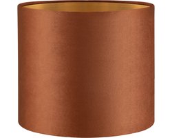 Home Sweet Home - Fluweel - Velvet Lampenkap - Cilinder - Bruin + goud - Luxe stijl - ø20 x 17 cm - E27 fitting - voor tafellampen en Pendellamp - voor woonkamer en eetkamer