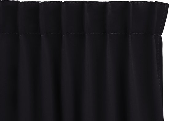 LIFA LIVING Rideau Occultant Avec Crochets Noir, Rideau Opaque Fenêtre 100 % Polyester, Rideau Isolant Anti Lumière pour Chambre et Salon, 150 x 250 cm