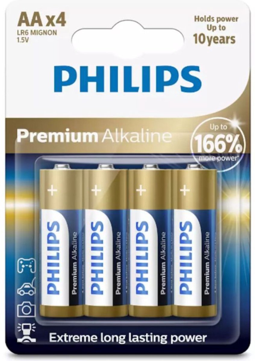 Philips AA-Batterijen 4 Stuks - LR03M4B/1 - 10 Jaar Houdbaarheid