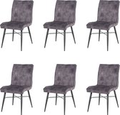 Nuvolix velvet eetkamerstoelen set van 6 "Berlijn" - eetkamerstoel - velvet stoel - grijs