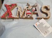 Décoration de Noël en bois - Renne avec lettres debout Xmas