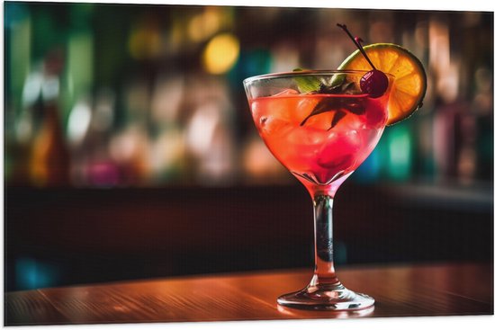 Vlag - Drankje - Alcohol - Cocktail - Bar - Fruit - 90x60 cm Foto op Polyester Vlag