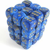 Chessex Vortex Blue/gold D6 12mm Dobbelsteen Set (36 stuks)