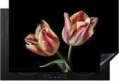 KitchenYeah® Inductie beschermer 78x52 cm - Tulpen - Bloemen - Roze - Wit - Natuur - Kookplaataccessoires - Afdekplaat voor kookplaat - Inductiebeschermer - Inductiemat - Inductieplaat mat