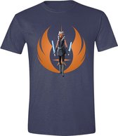 PCMerch Star Wars - Ahsoka Rebel Pose Heren Tshirt - XL - Blauw