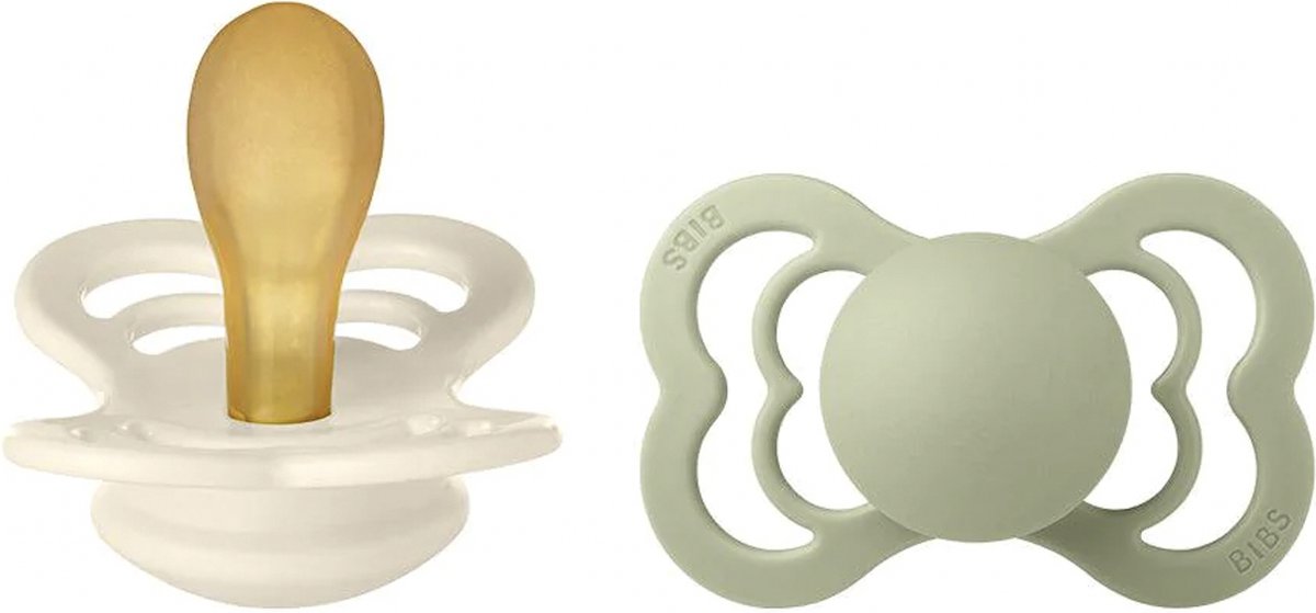 Goedkoopste BiBS - Supreme Collection - Stage 1 Fopspeen - 0/6 maanden - 2 stuks - Ivory / Sage