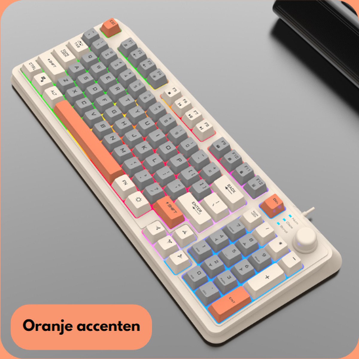 XUNFOX K82 Mixed Ledlight 94KEY gaming toetsenbord - CREME - Windows/Mac game toetsenbord - Mechanical Keyboard - QWERTY - anti-ghosting game toetsenborden - Creme/Grijs/Oranje