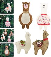 Kersthangers Alpaca's | Set van 4x Vilt kerstballen | Decoratieve hangers, decoratie, kerst, dieren, , lama - Kerstversiering