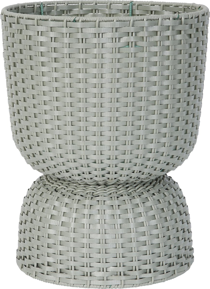 Handed By - Plantenmand - Plantenstandaard - Bloempot - Duurzaam- Handgevlochten - Handed By Twist Diabolo maat medium - lichtgroen - matcha green