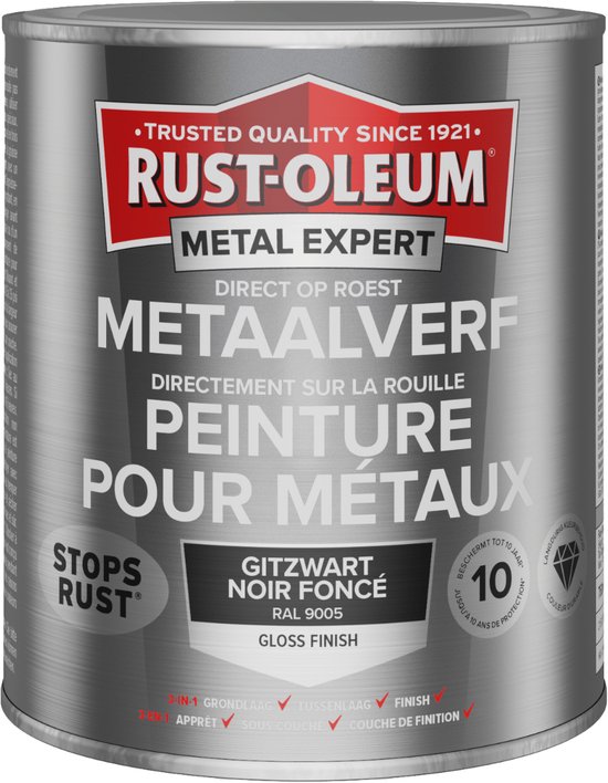 Rust-Oleum Métal Expert Peinture directe sur métal rouillé 750 ml - RAL  9005 | bol